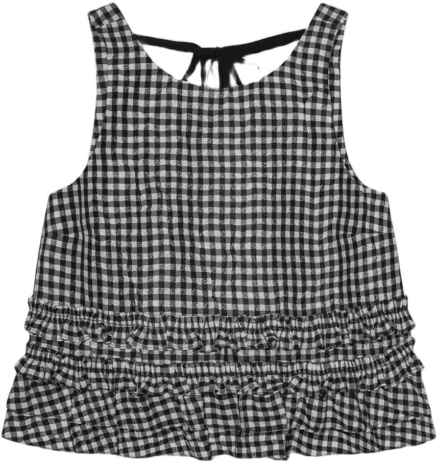 Crinkled Taffeta Check Open Back Fr