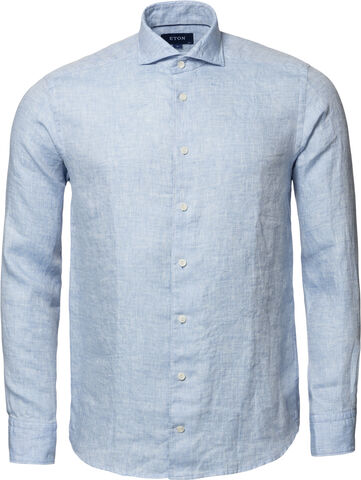 Blue Linen Twill Shirt - Contemporary Fit