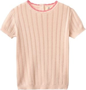 KNITTED POINTELLE SS BLOUSE