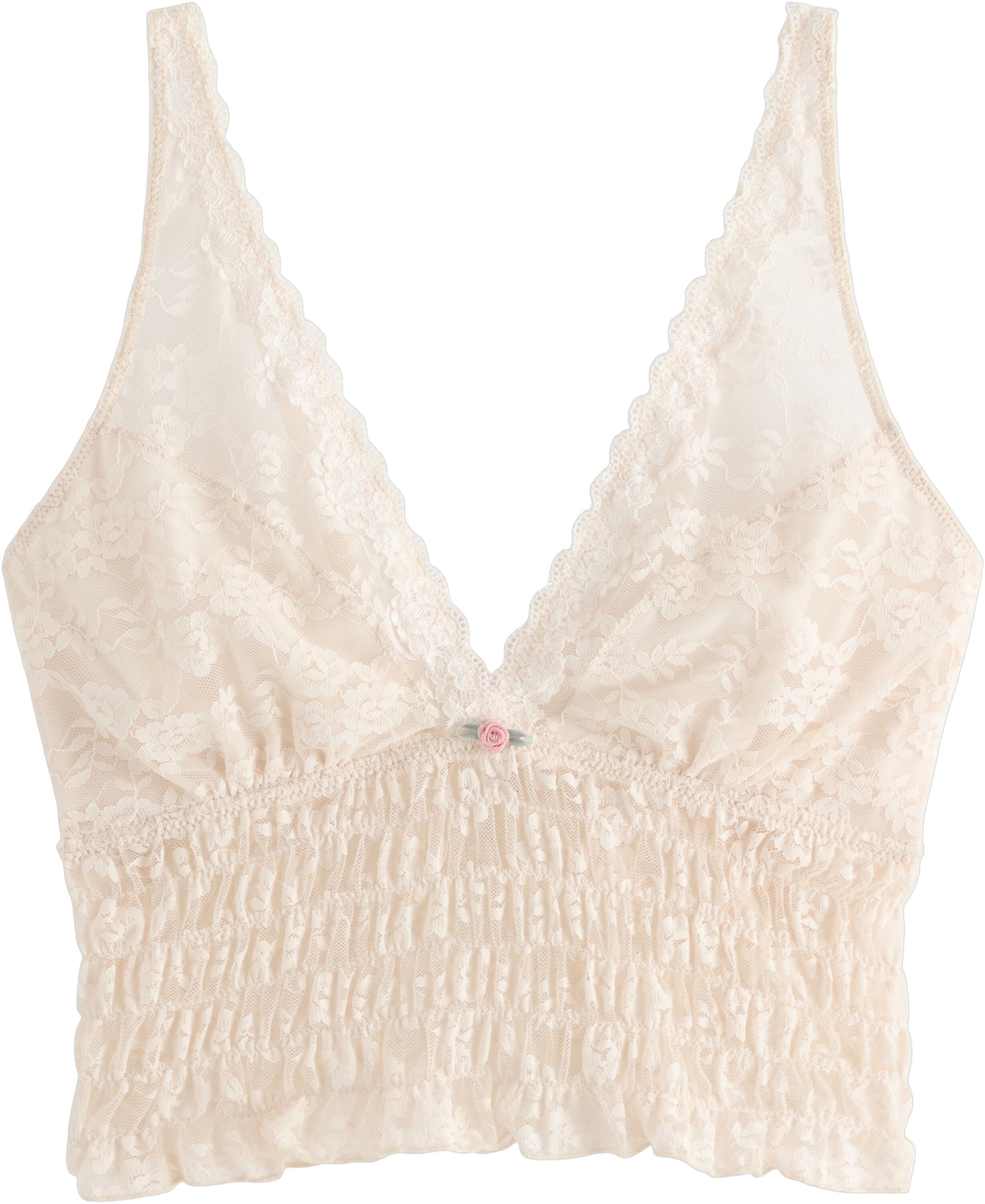 Myk bralette i blonder med smock i