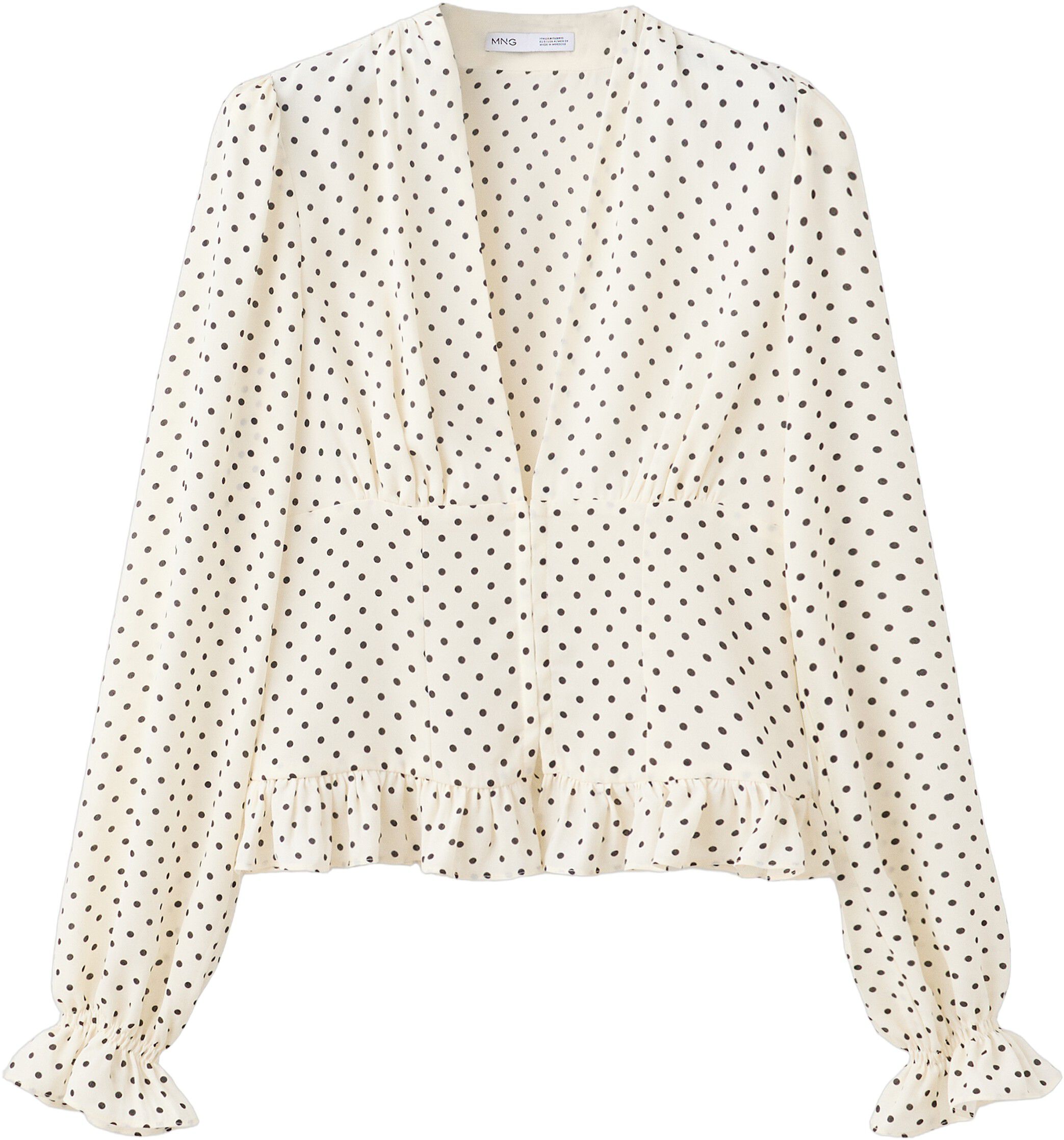 Polka-dot V-neck blouse