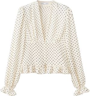 Polka-dot V-neck blouse