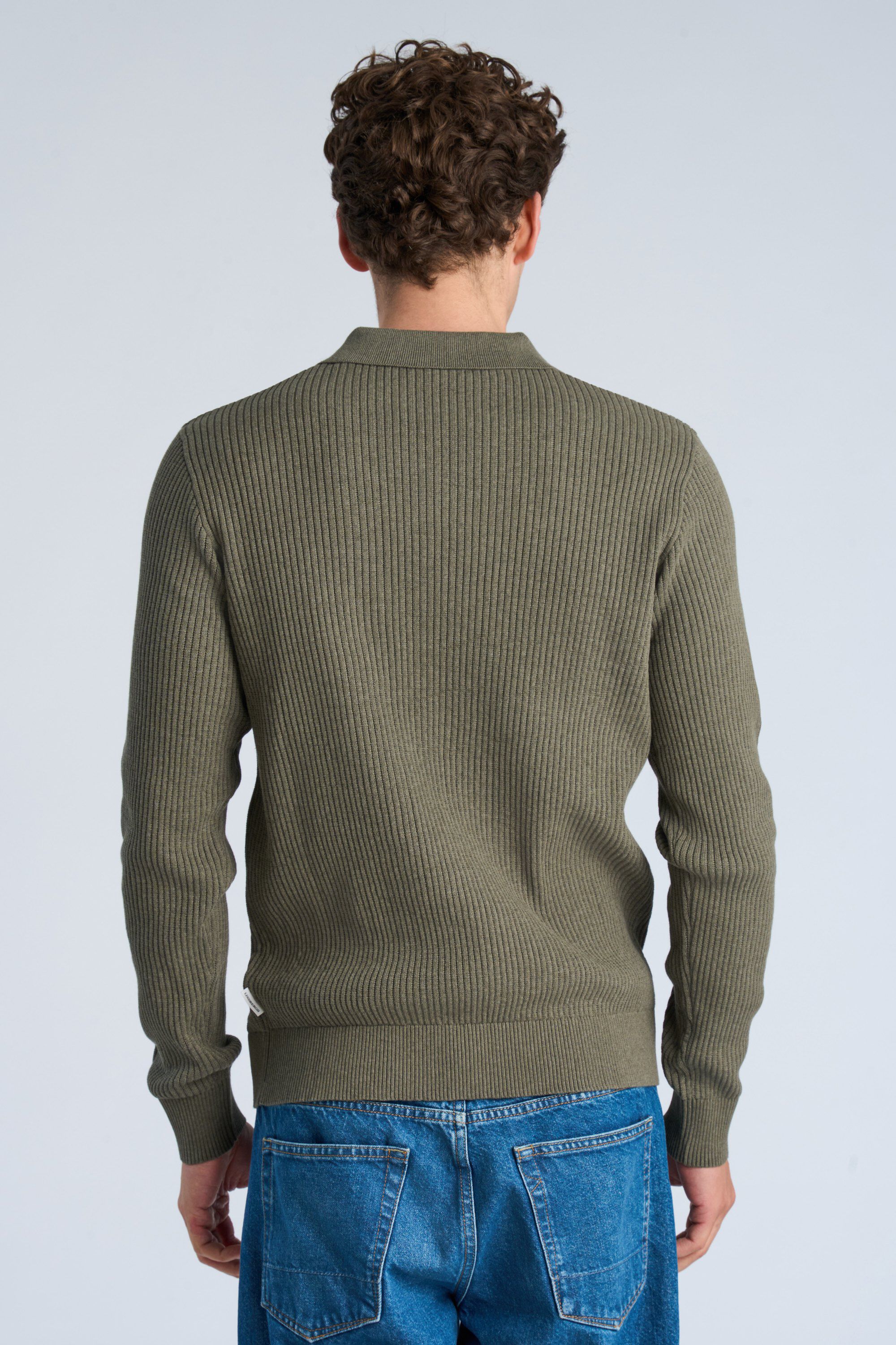 Ribbed L/S v-neck polo
