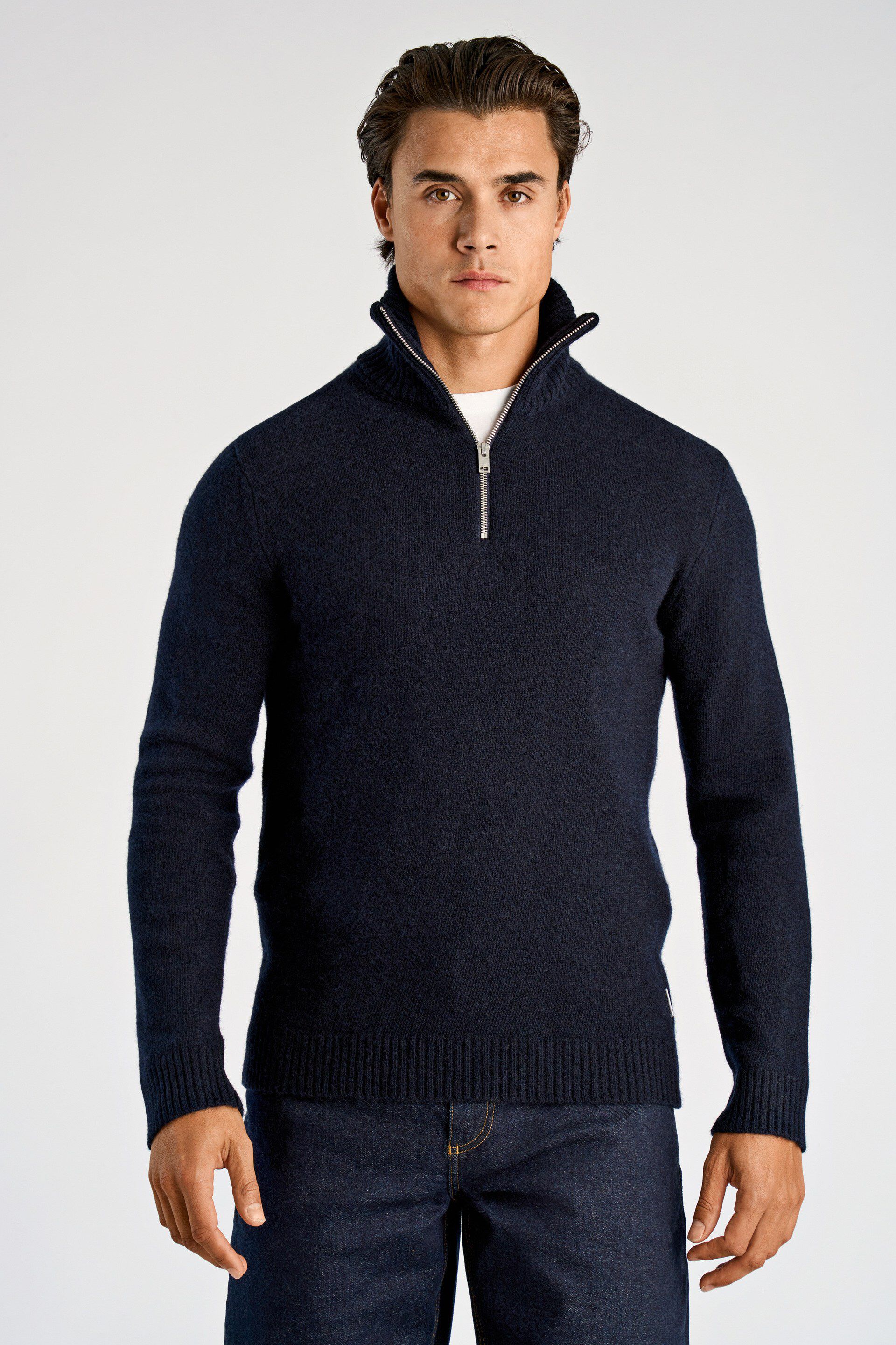 Lambswool half zip knit