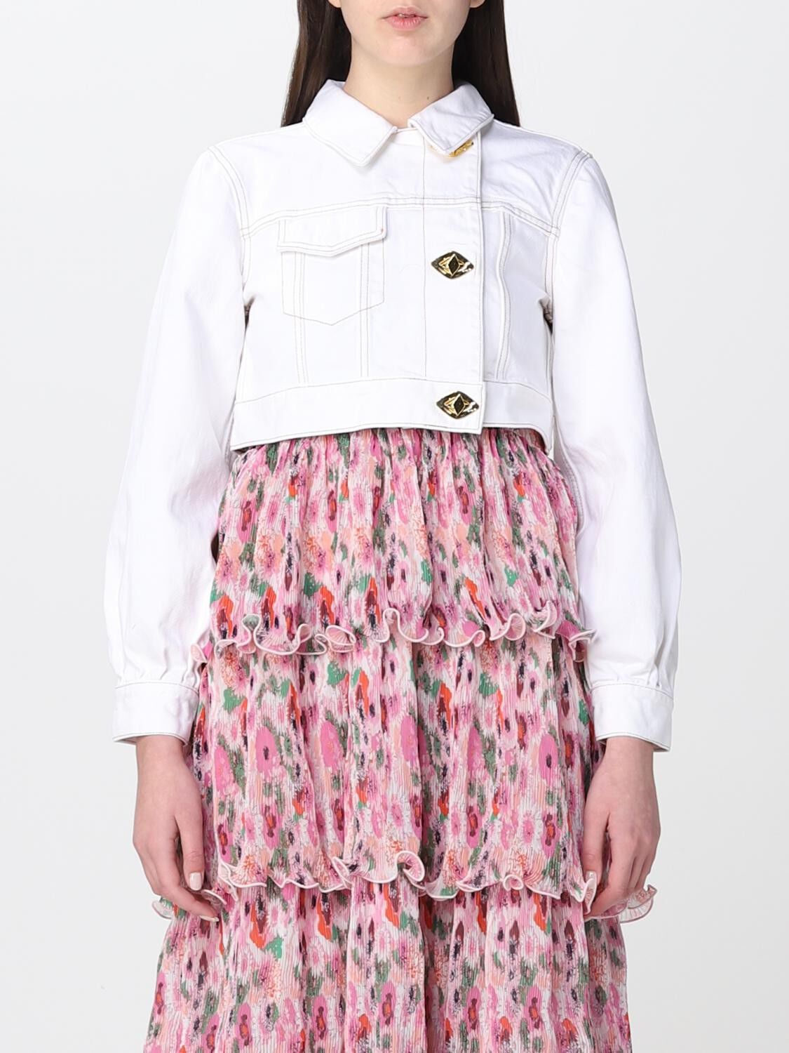 White Denim Cropped Trucker Jacket