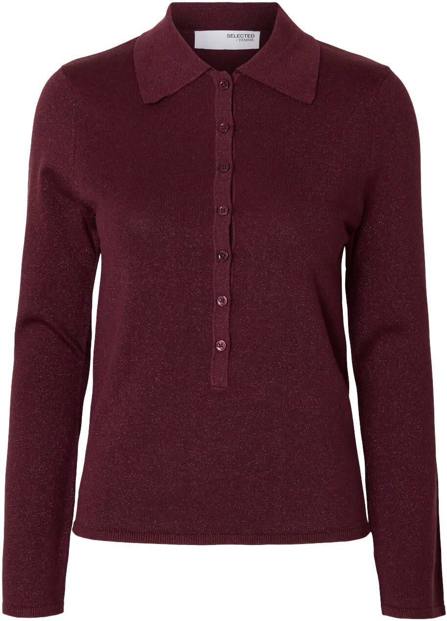 SLFLURA LS SLIM KNIT COLLAR NECK