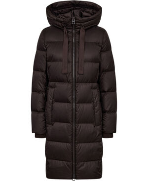 Coat, down filled, with hood, welt