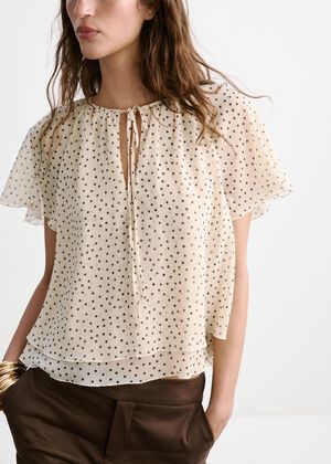 Bow polka-dot blouse