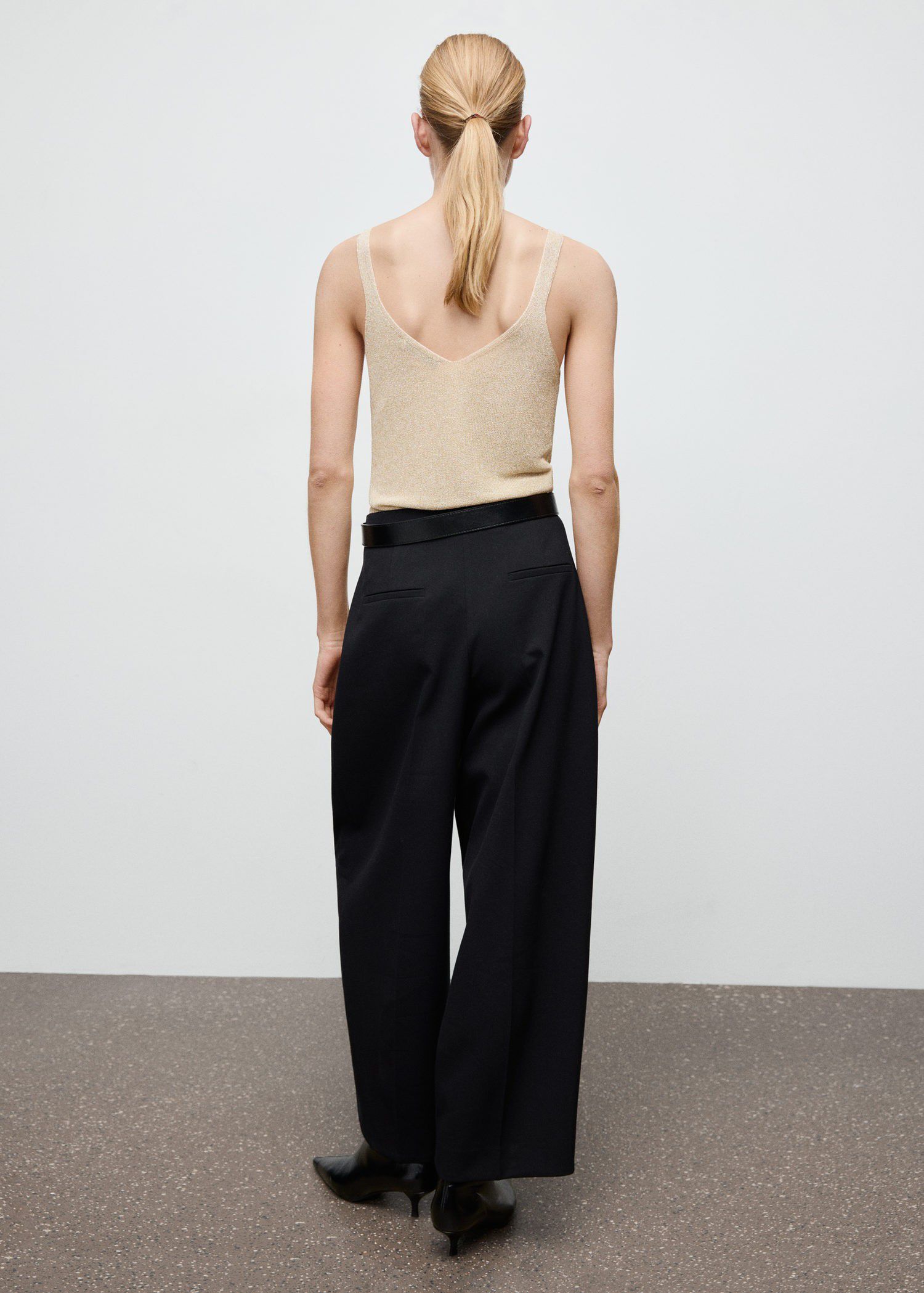 Lurex knitted V-neck top