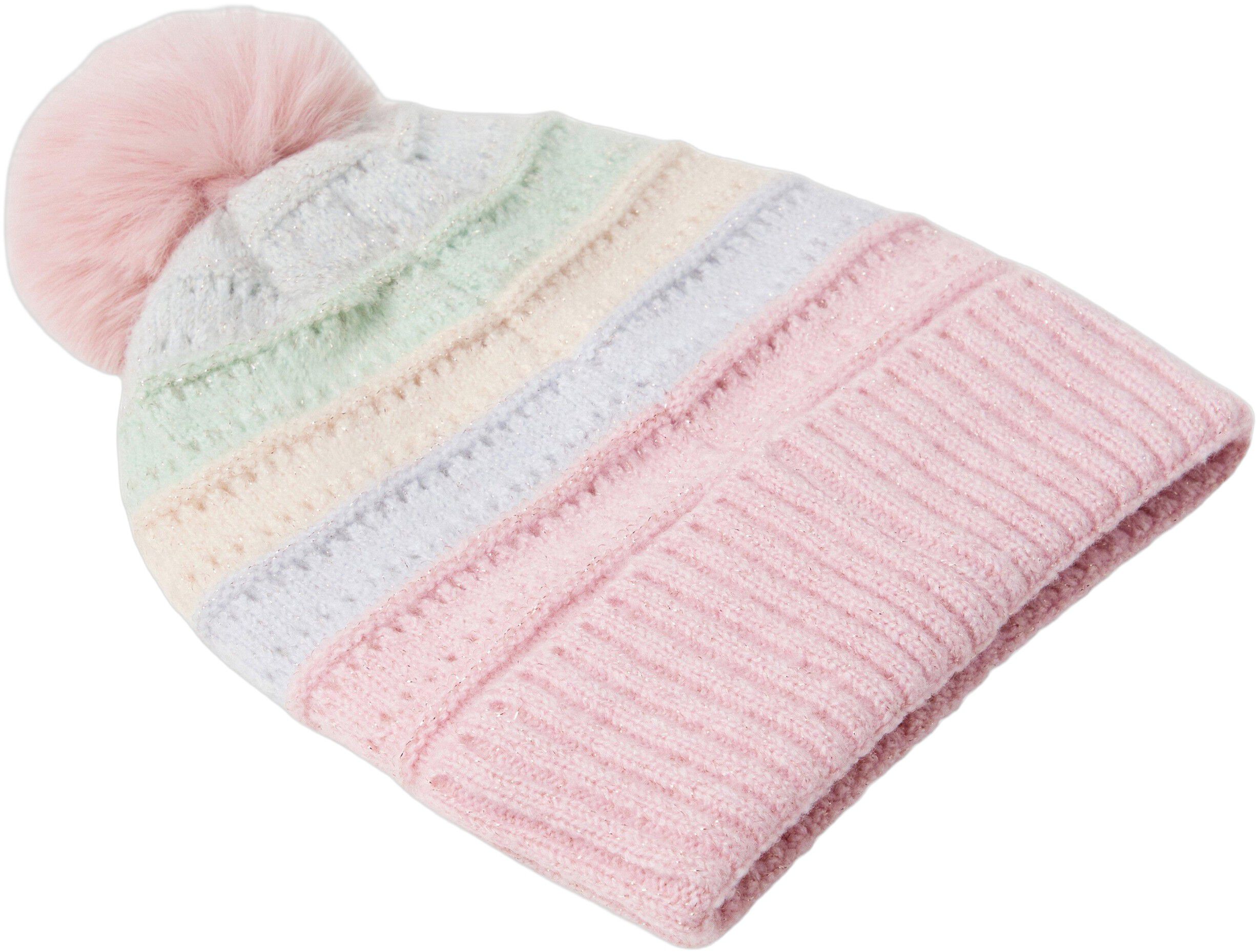 Mjuk ribbstickad m&ouml;ssa med pom pom