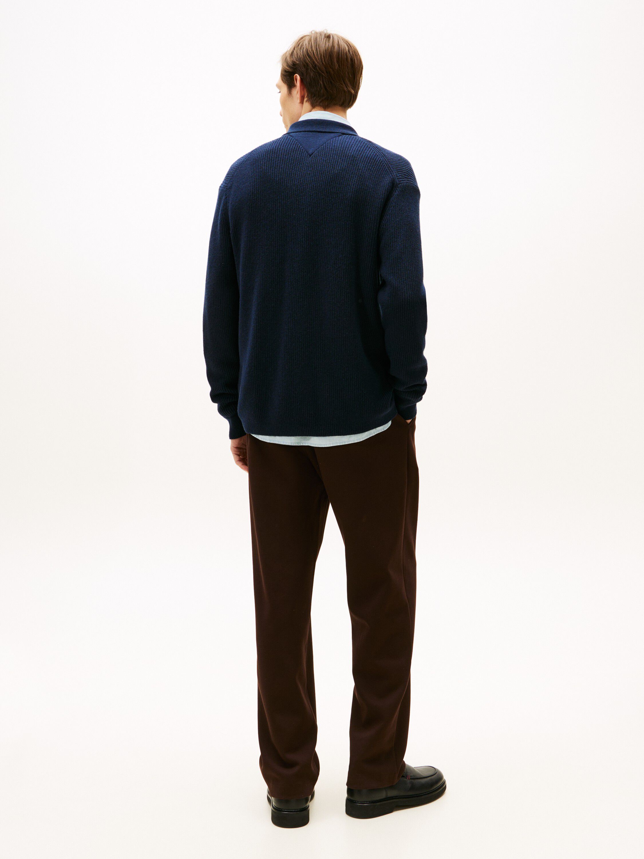 Fisherman Rib-Knit Coach Jacket With Wool