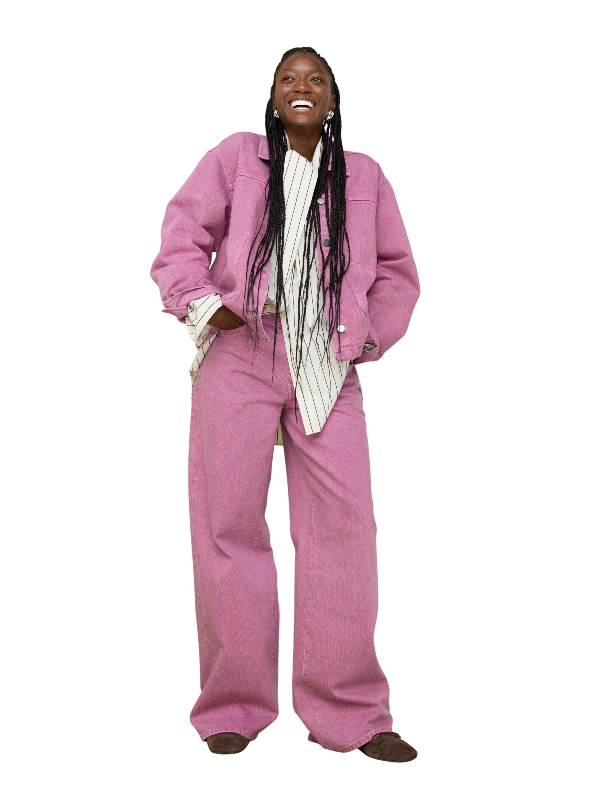 Trousers in twill with wide fit, re