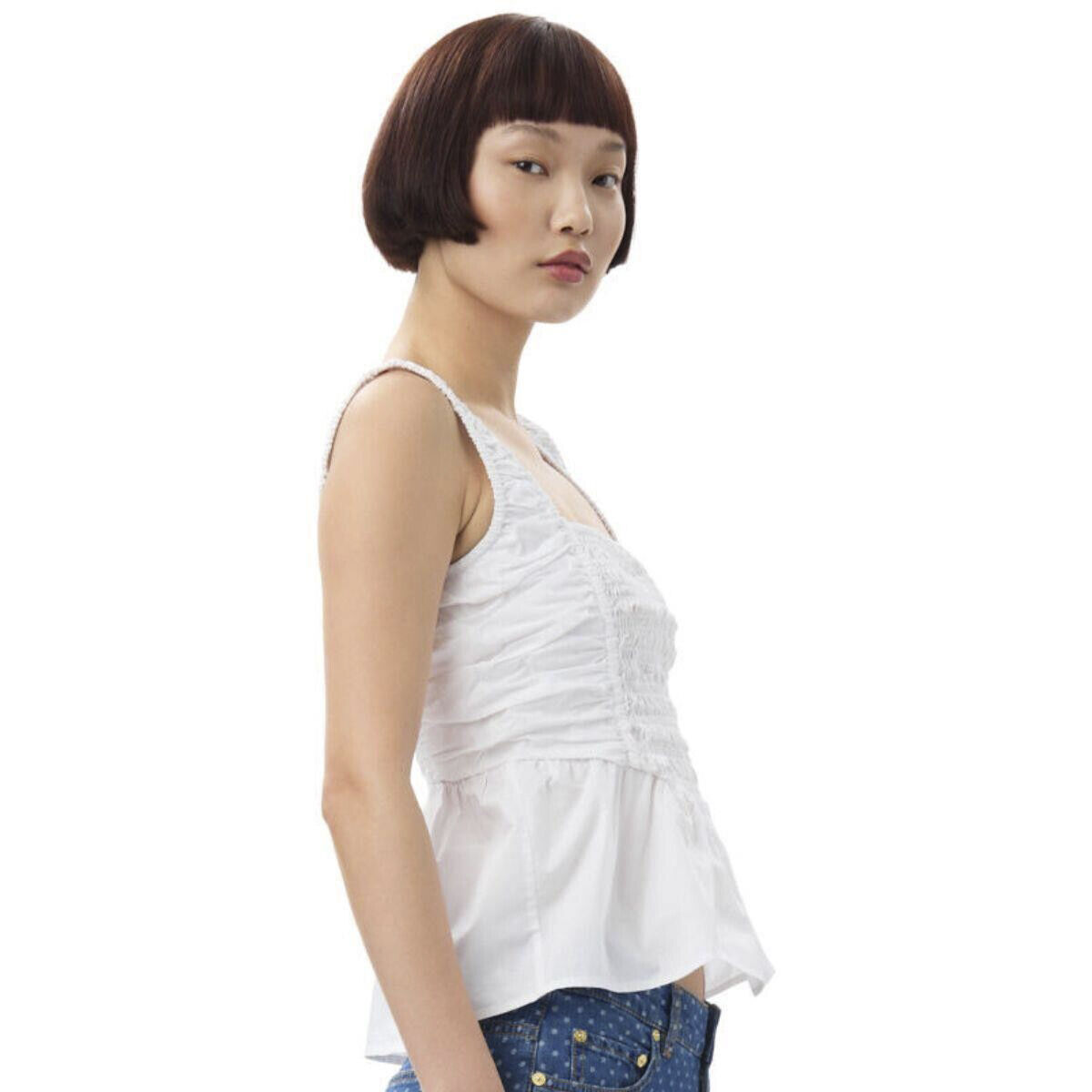 Cotton Poplin Smock Strap Blouse