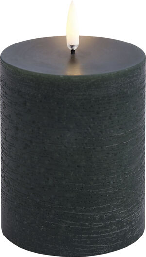 LED pillar candle, Pine green, Rustic, 7,8 x 10,1 cm 4/24