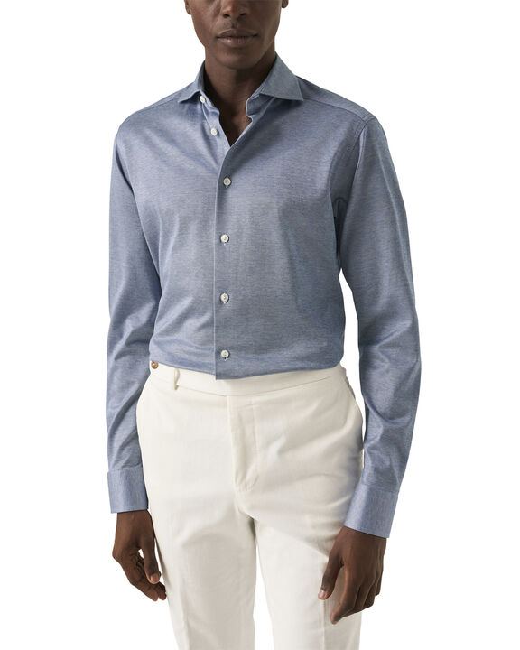Contemporary Fit Light Green Solid Filo Di Scozia Pique Shirt