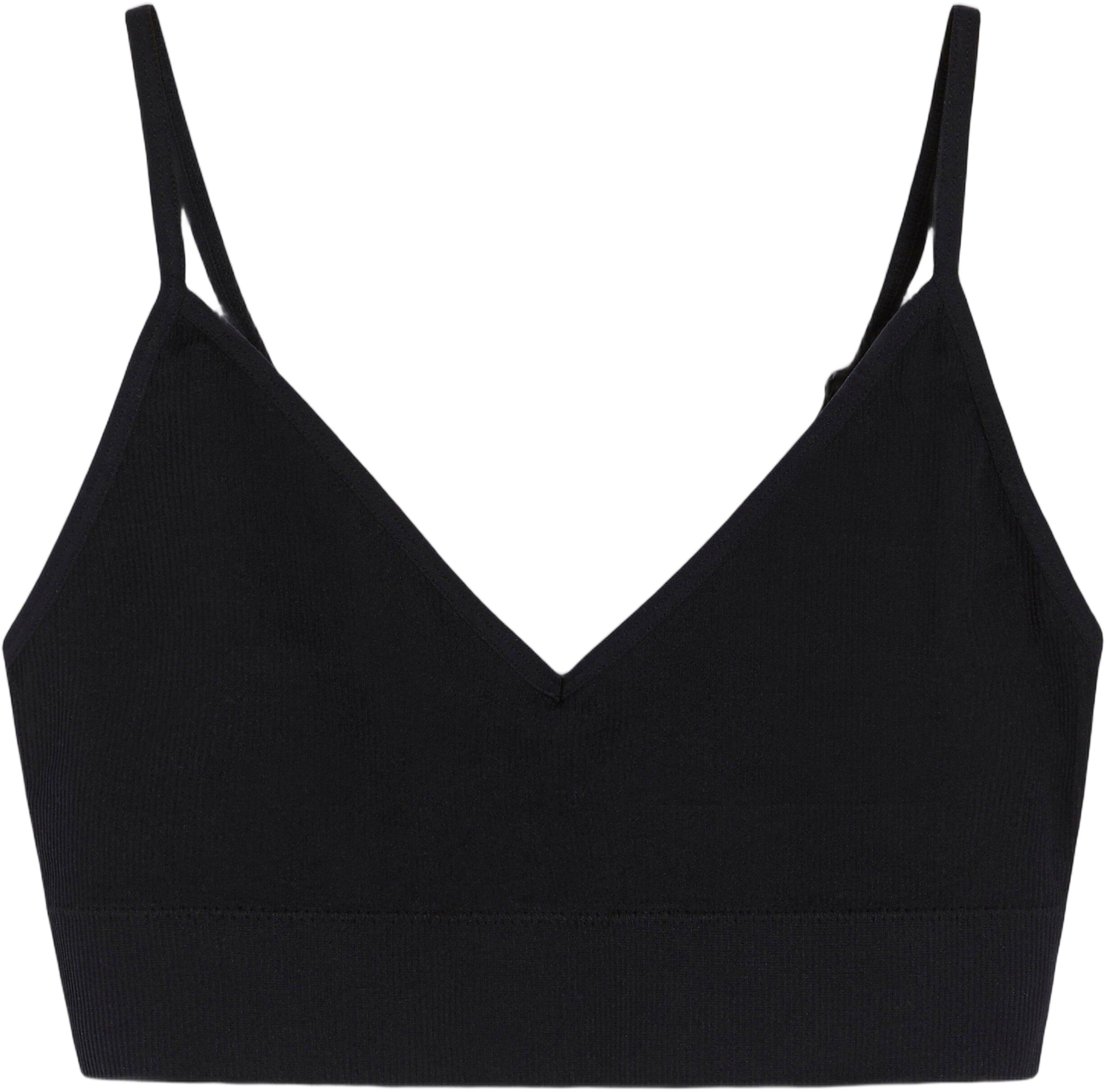 Bl&oslash;d ribbet bh uden s&oslash;mme med v-halsudsk&aelig;ring