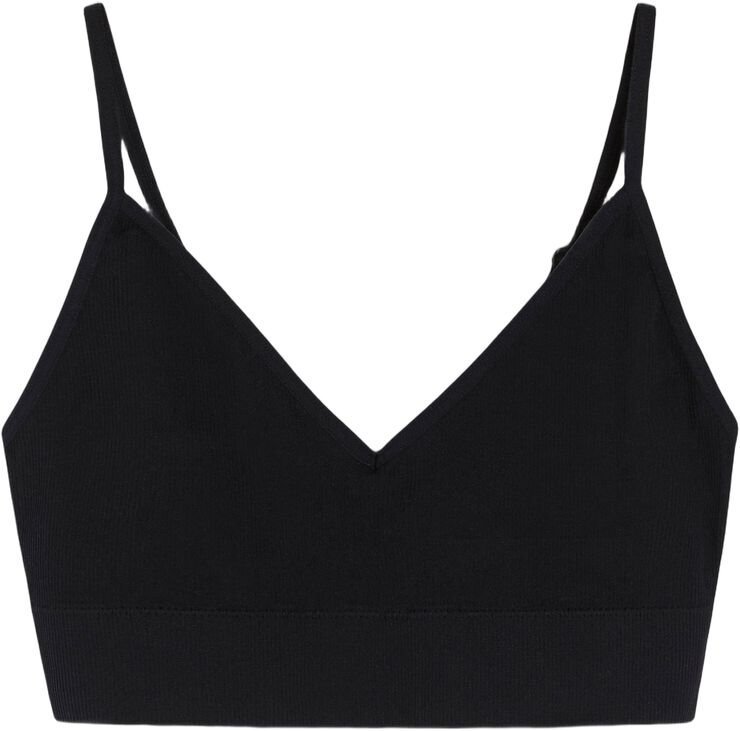 Blød ribbet bh uden sømme med v-halsudskæring