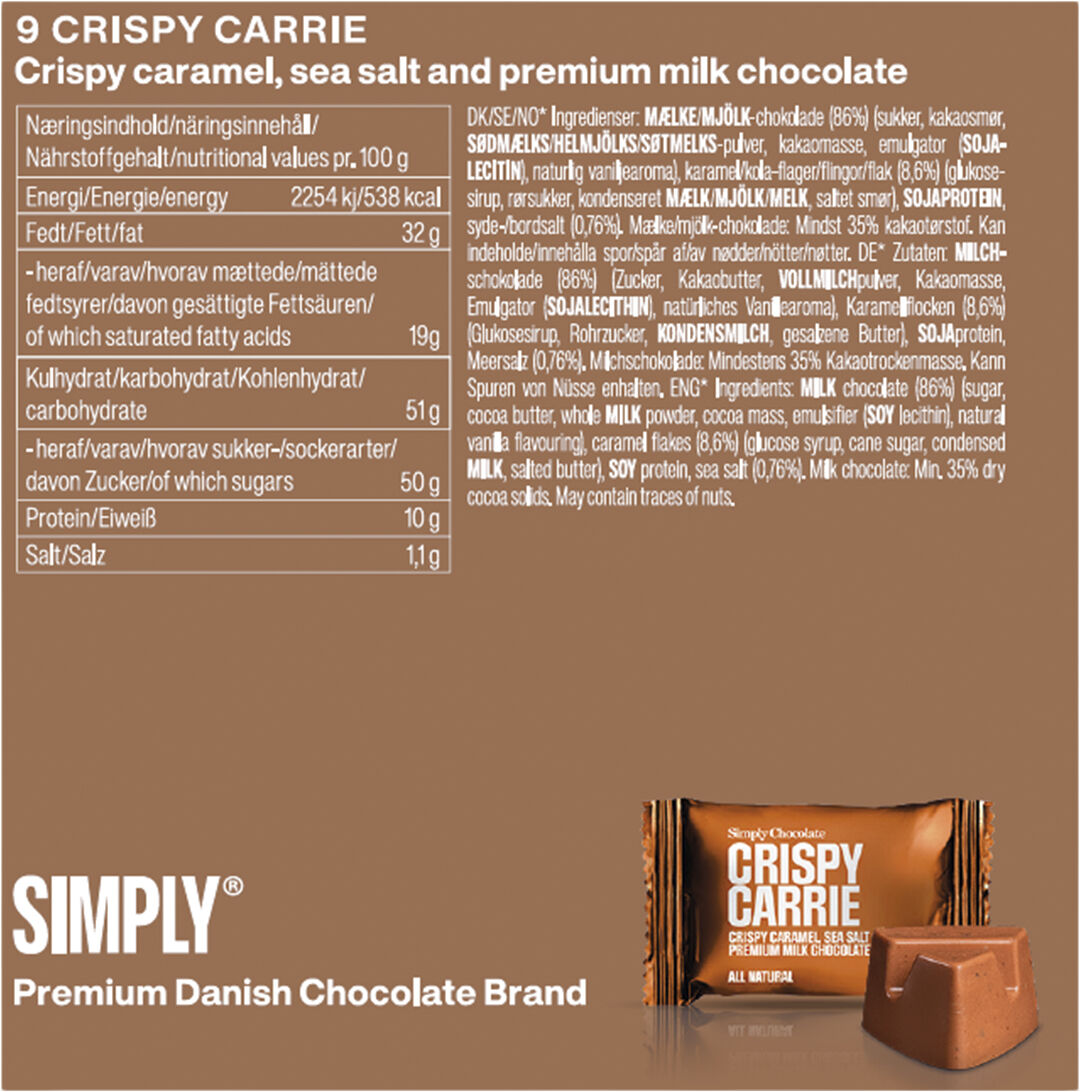 Simply&reg; CRISPY CARRIE chokolade&aelig;ske (90g)