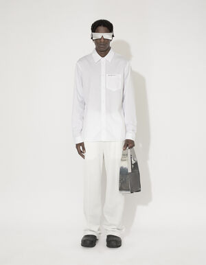 Cotton Poplin Script Logo Long Sleeve Shirt