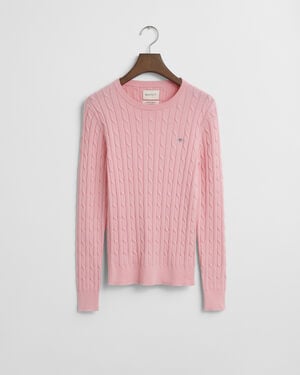 STRETCH COTTON CABLE C-NECK
