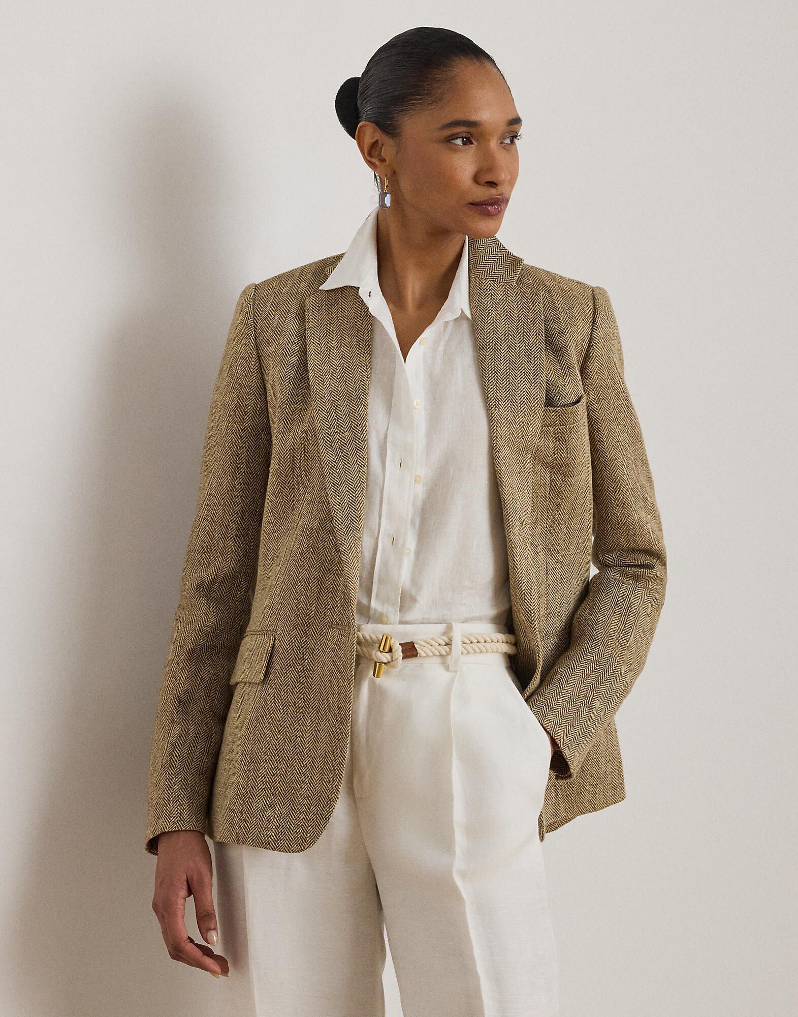 Linen Herringbone Blazer