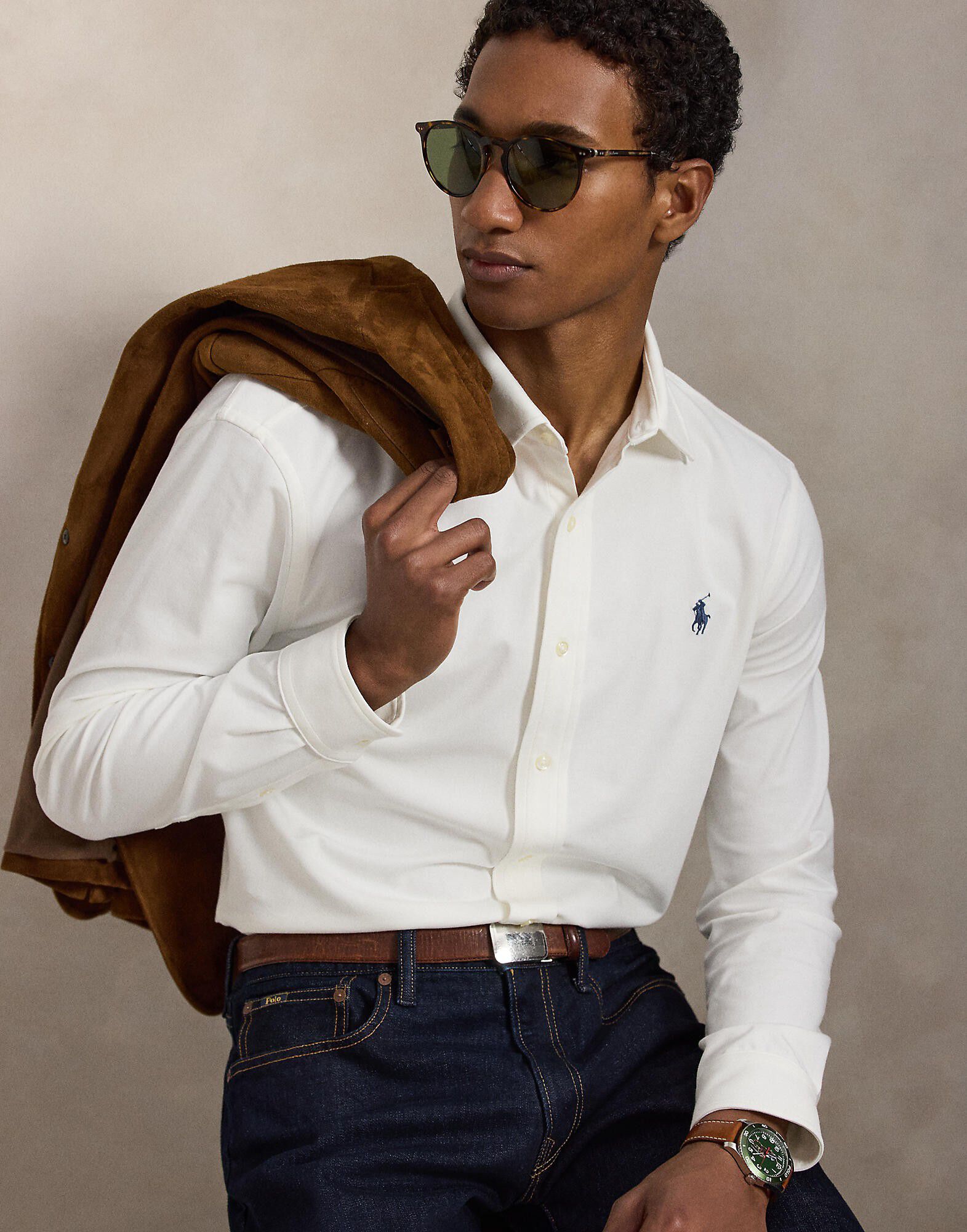 STRCH OXFORD INTRLK-KNT-SHIRT
