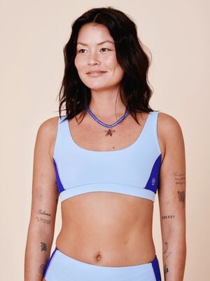 Agung Colorblock sporty bikini top - Clear/Cartel Blue