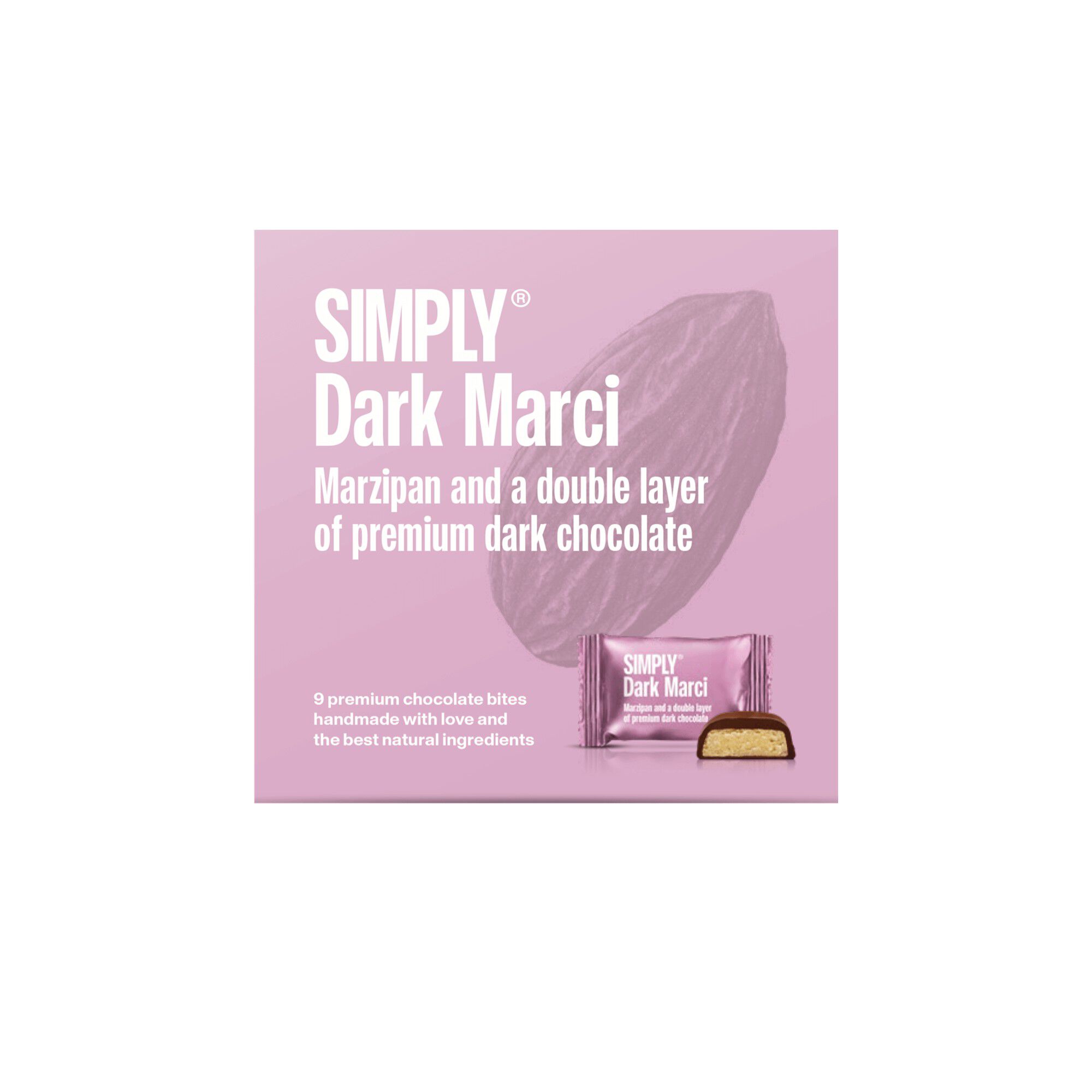 Simply&reg; DARK MARCI chokolade&aelig;ske (90g)