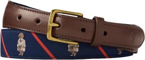 Polo Bear Leather-Trim Belt