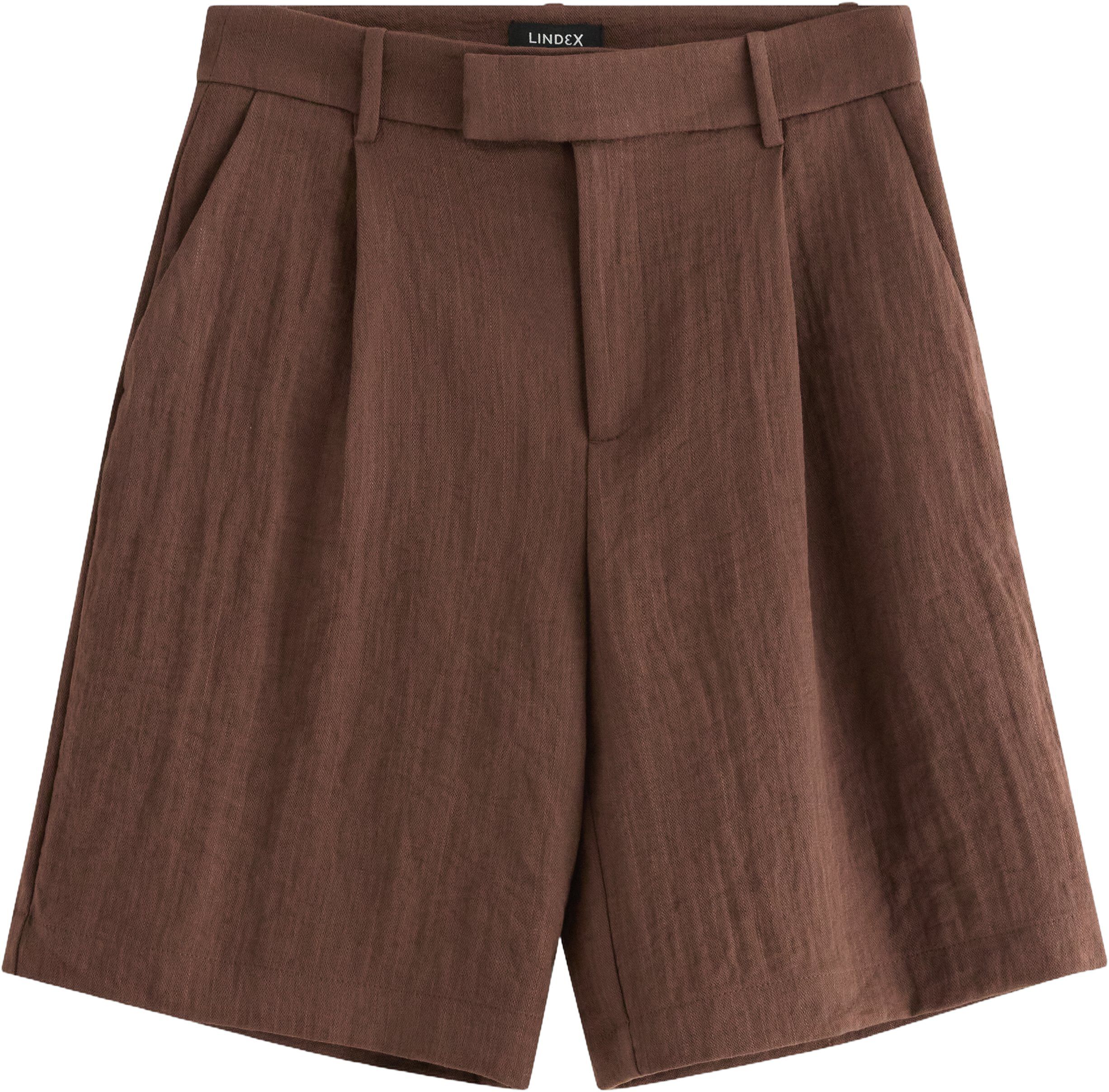 Shorts med h&oslash;y midje og plisseringe