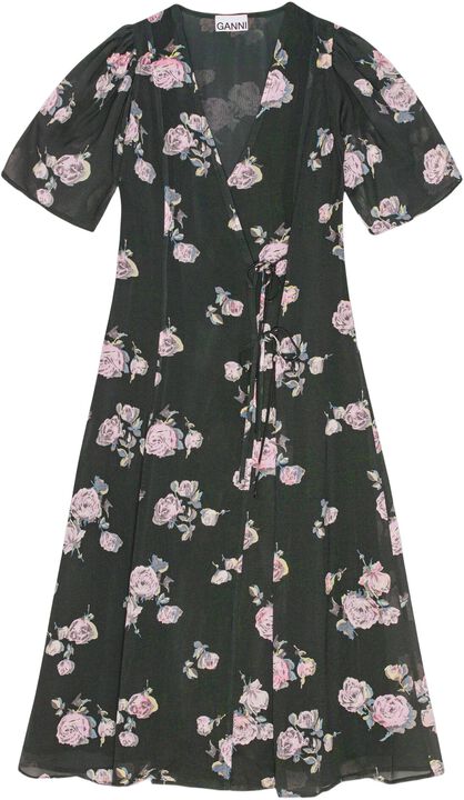 Fluid Crepe Wrap Midi Dress