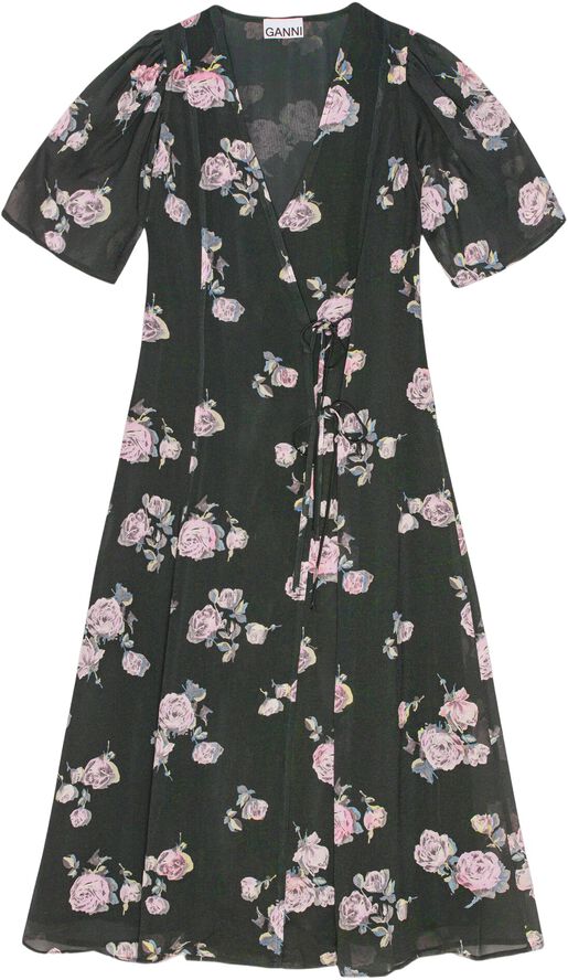 Fluid Crepe Wrap Midi Dress