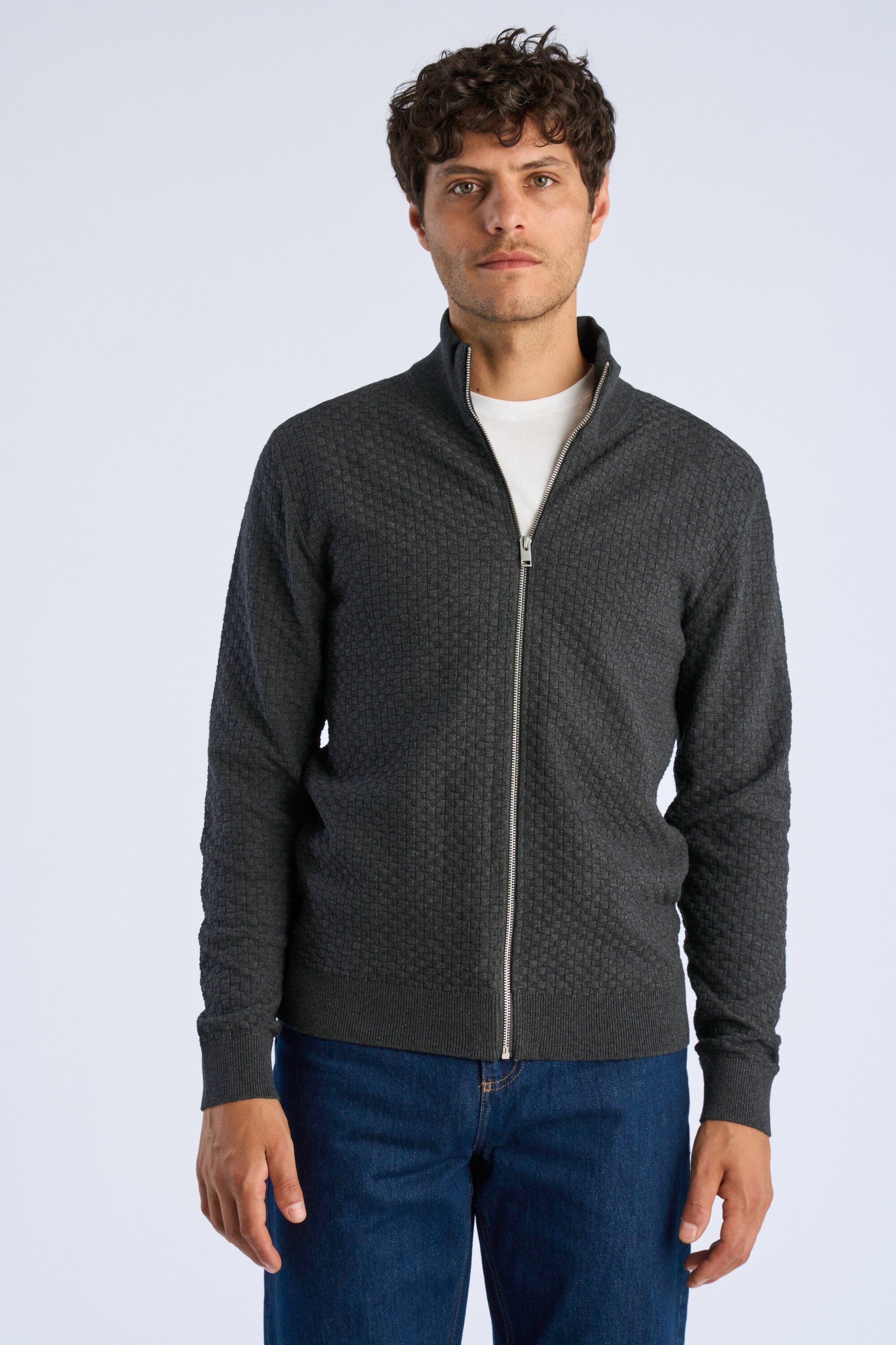 Knitted zip cardigan