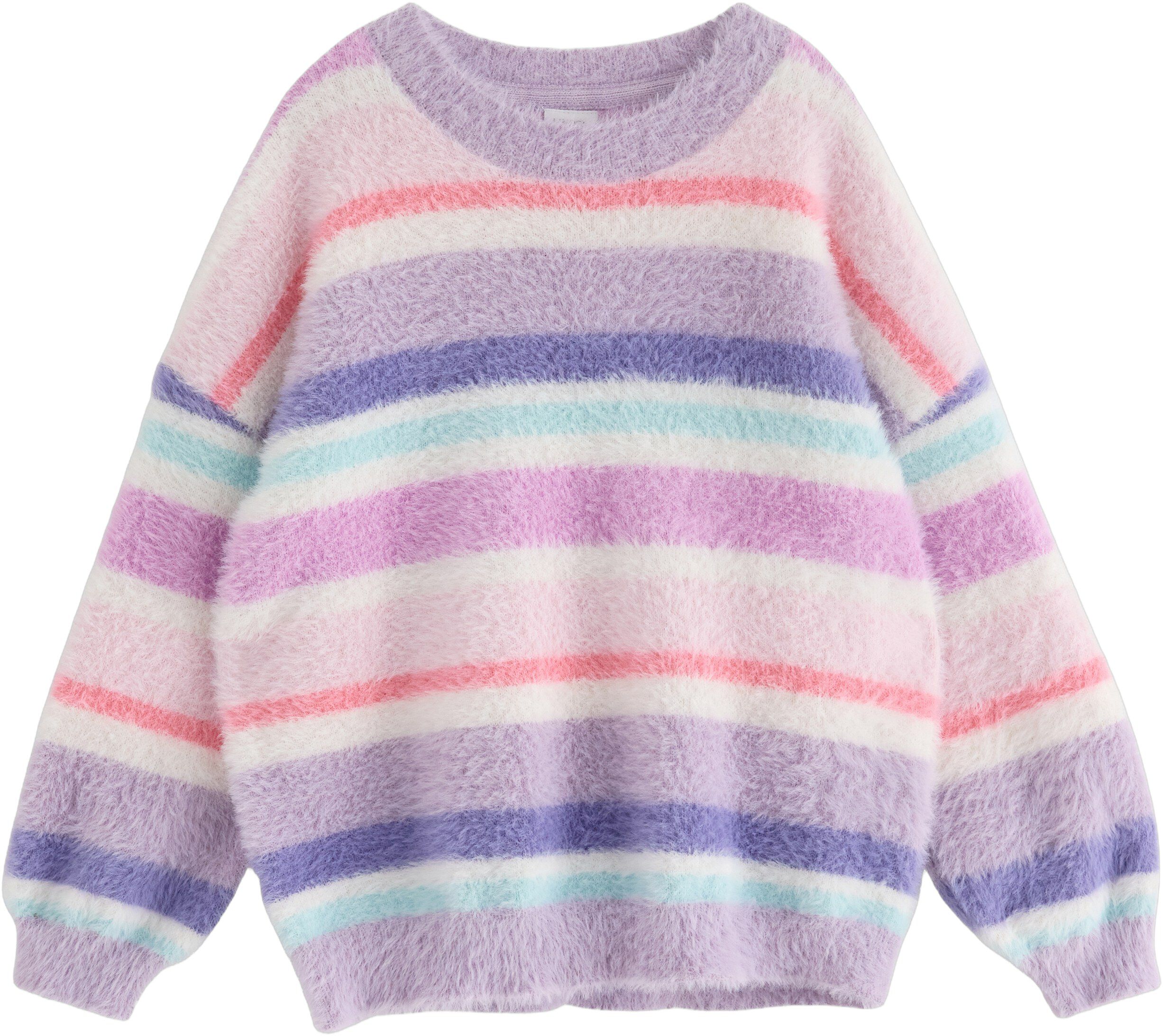 Mjuk l&aring;ng&auml;rmad stickad tr&ouml;ja i fj&auml;d