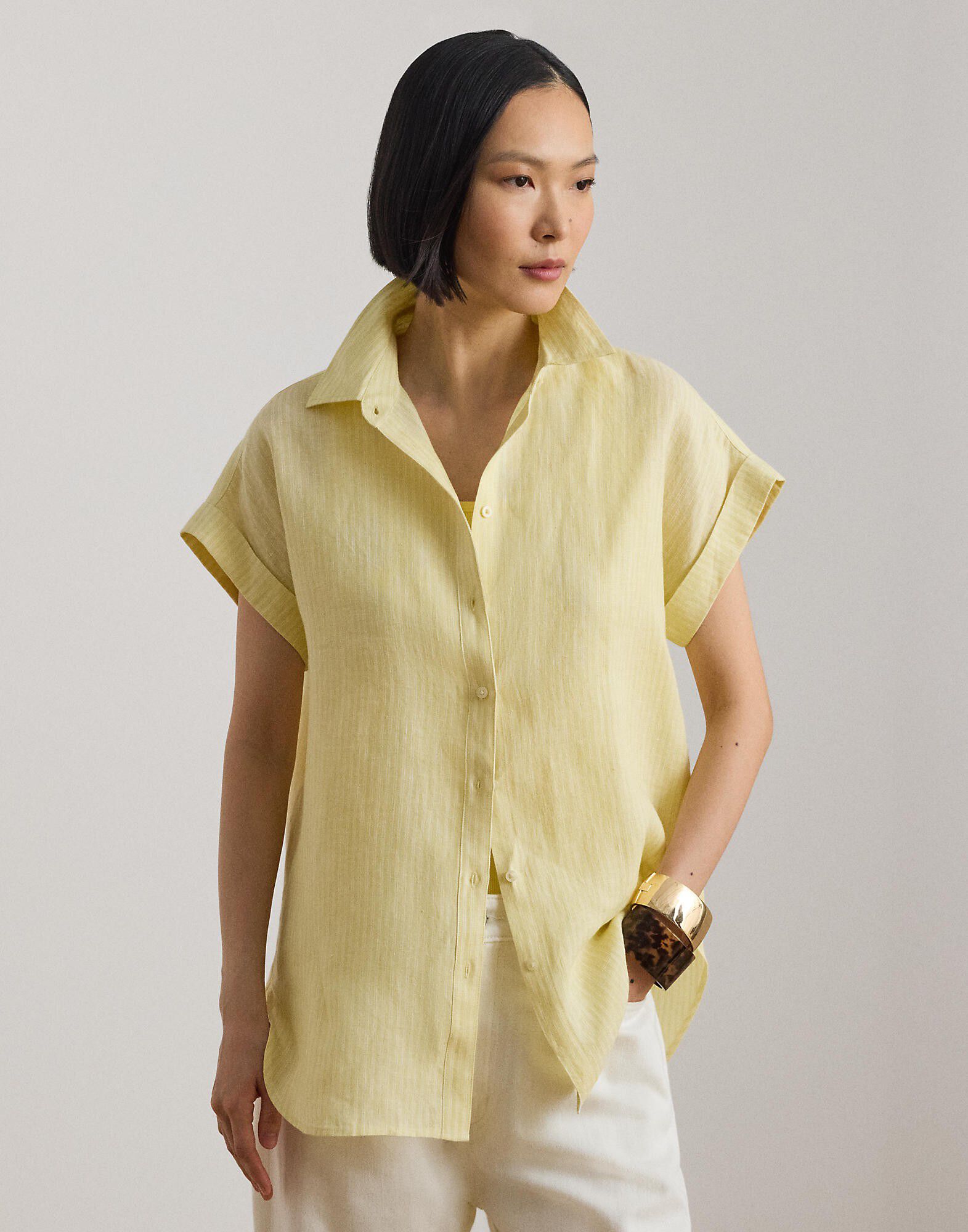 Relaxed Fit Striped Short-Sleeve Shirt