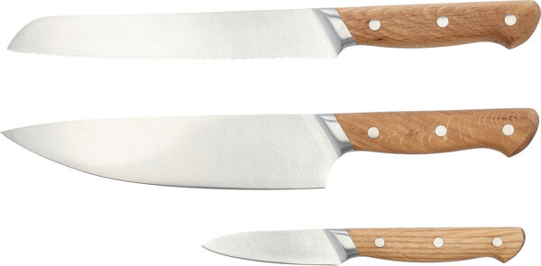 Knivsæt Foresta 3 dele Eg/Rustfrit stål