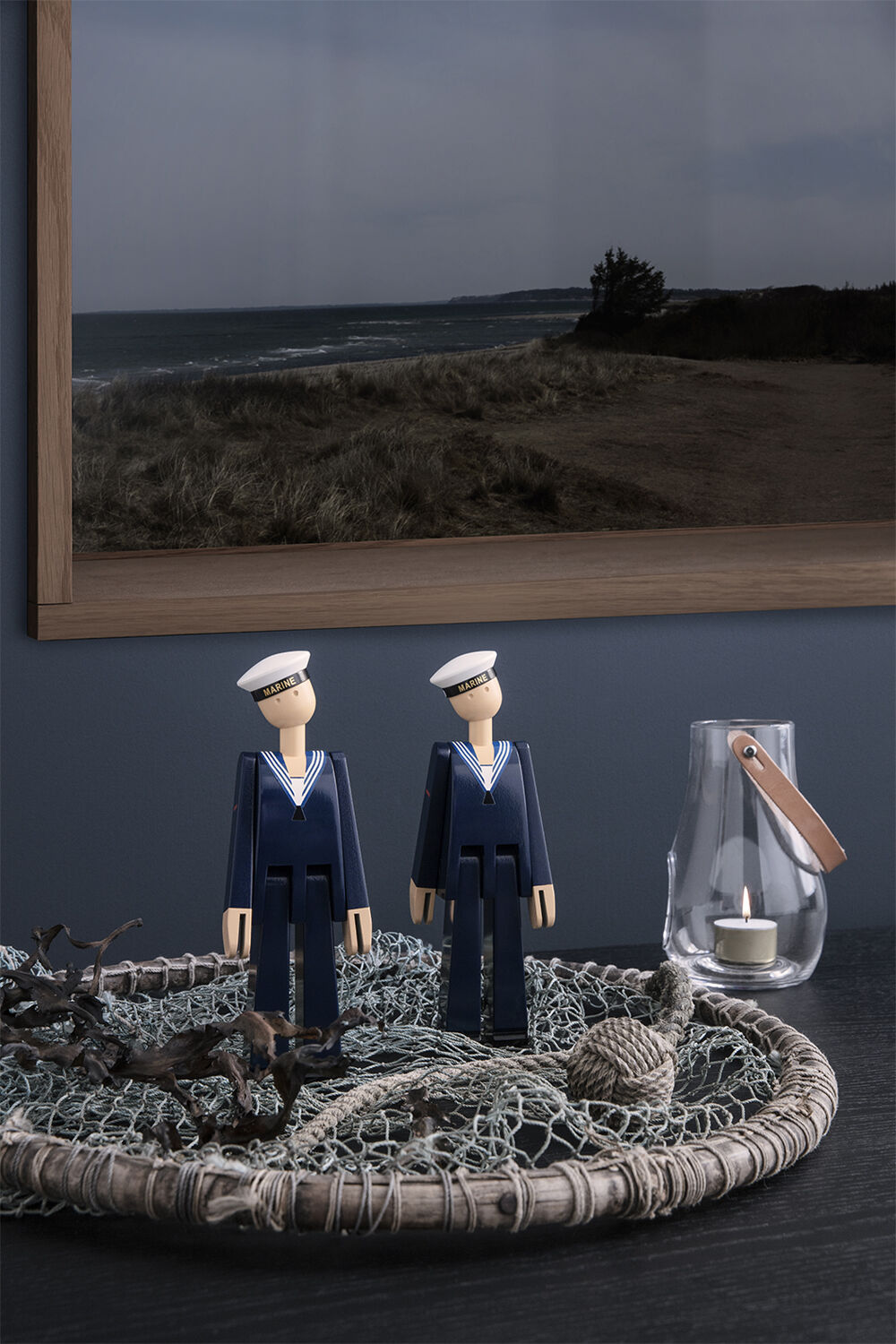 Marine m&oslash;rk bl&aring;/hvid