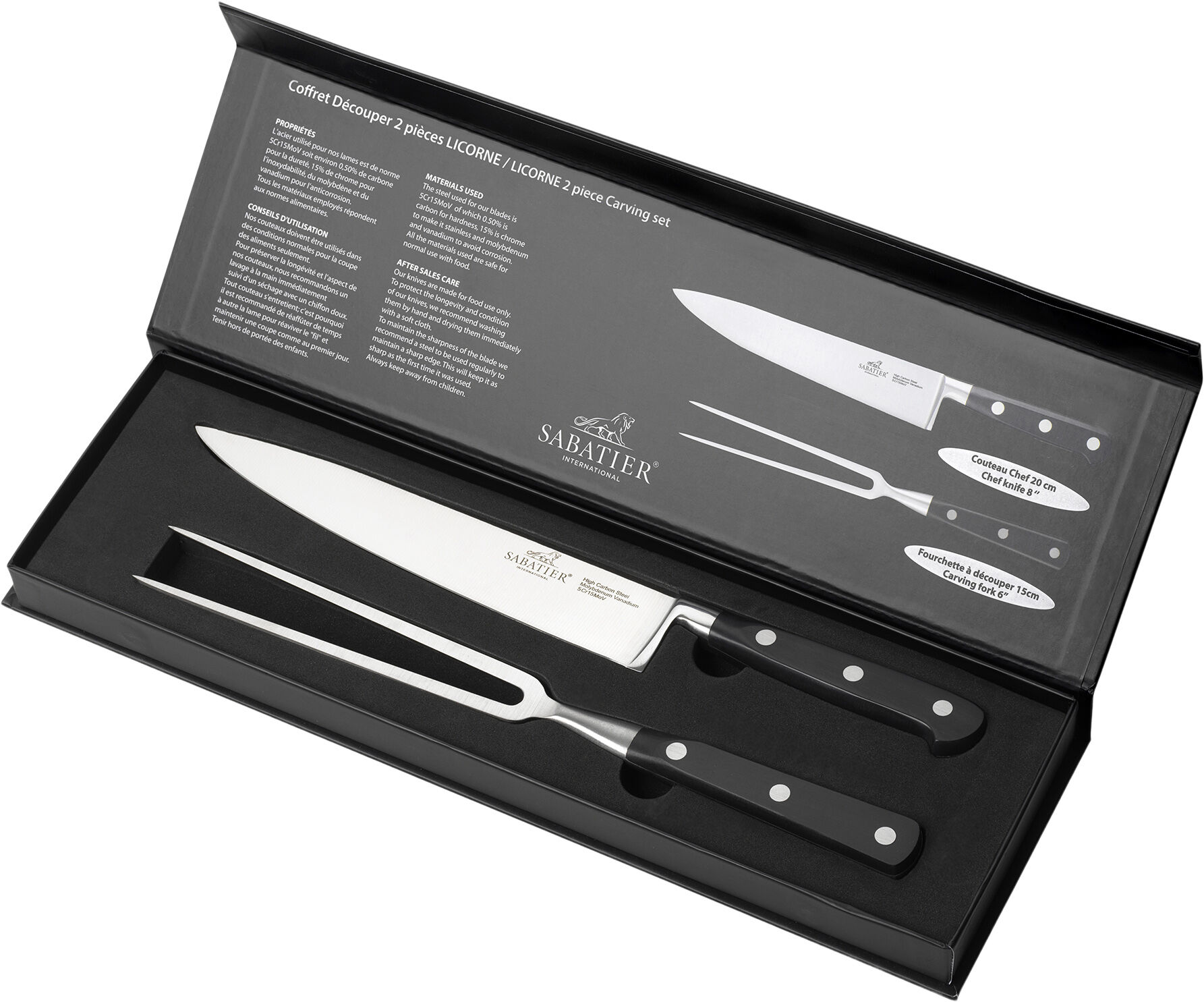 Forsk&aelig;rers&aelig;t Licorne 2 dele St&aring;l/Sort