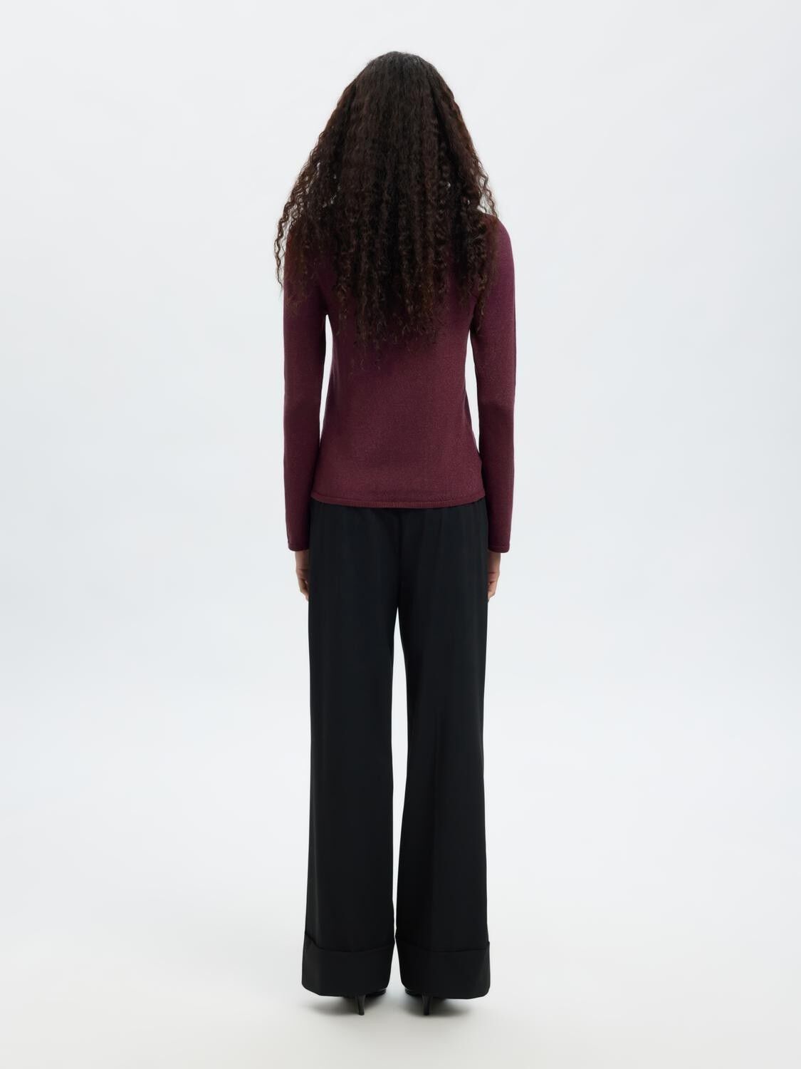 SLFLURA LS SLIM KNIT COLLAR NECK