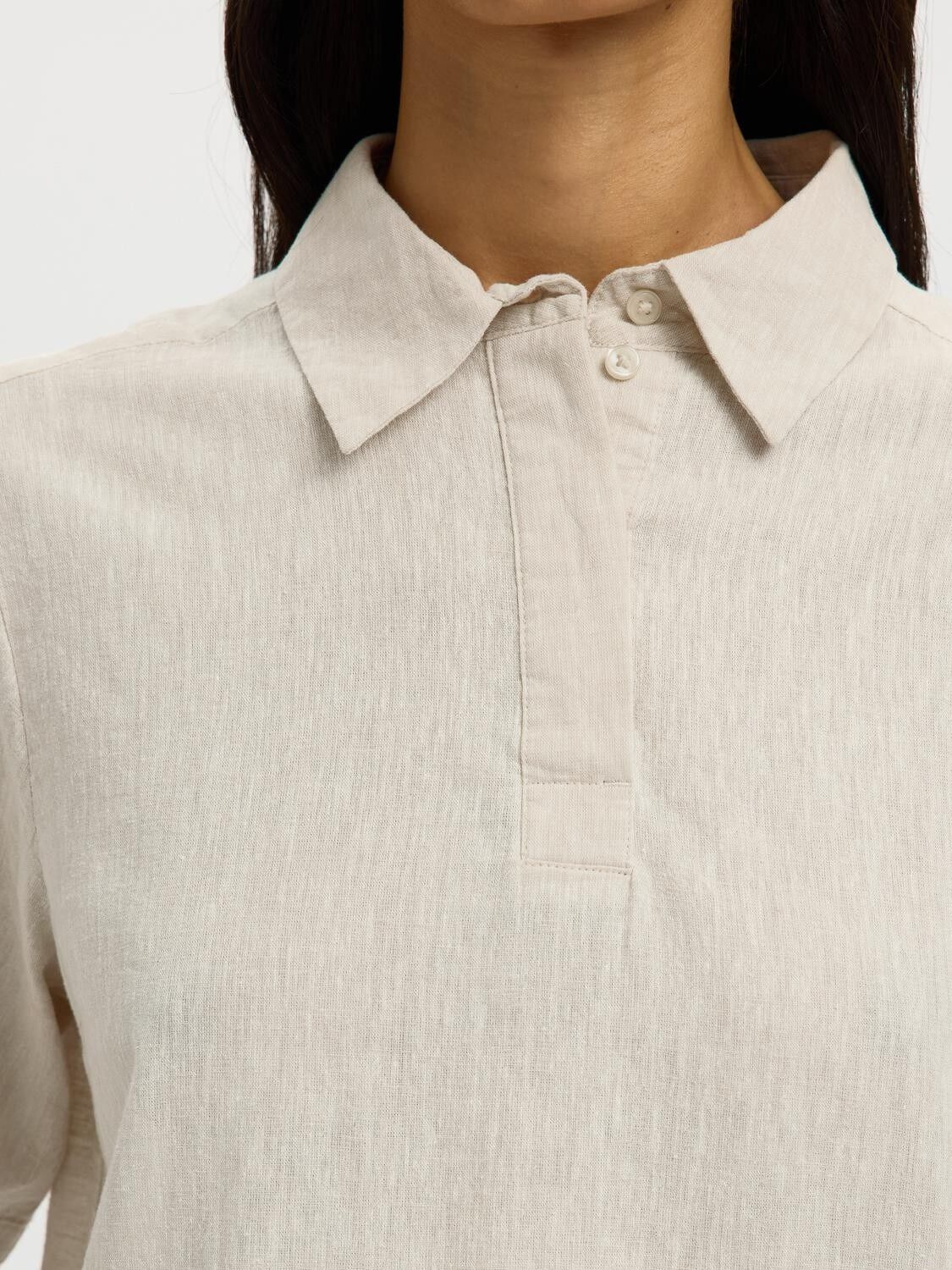 SLFLUISA LINEN BLEND POLO NOOS