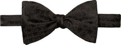 Black Geometric Woven Silk Bow Tie