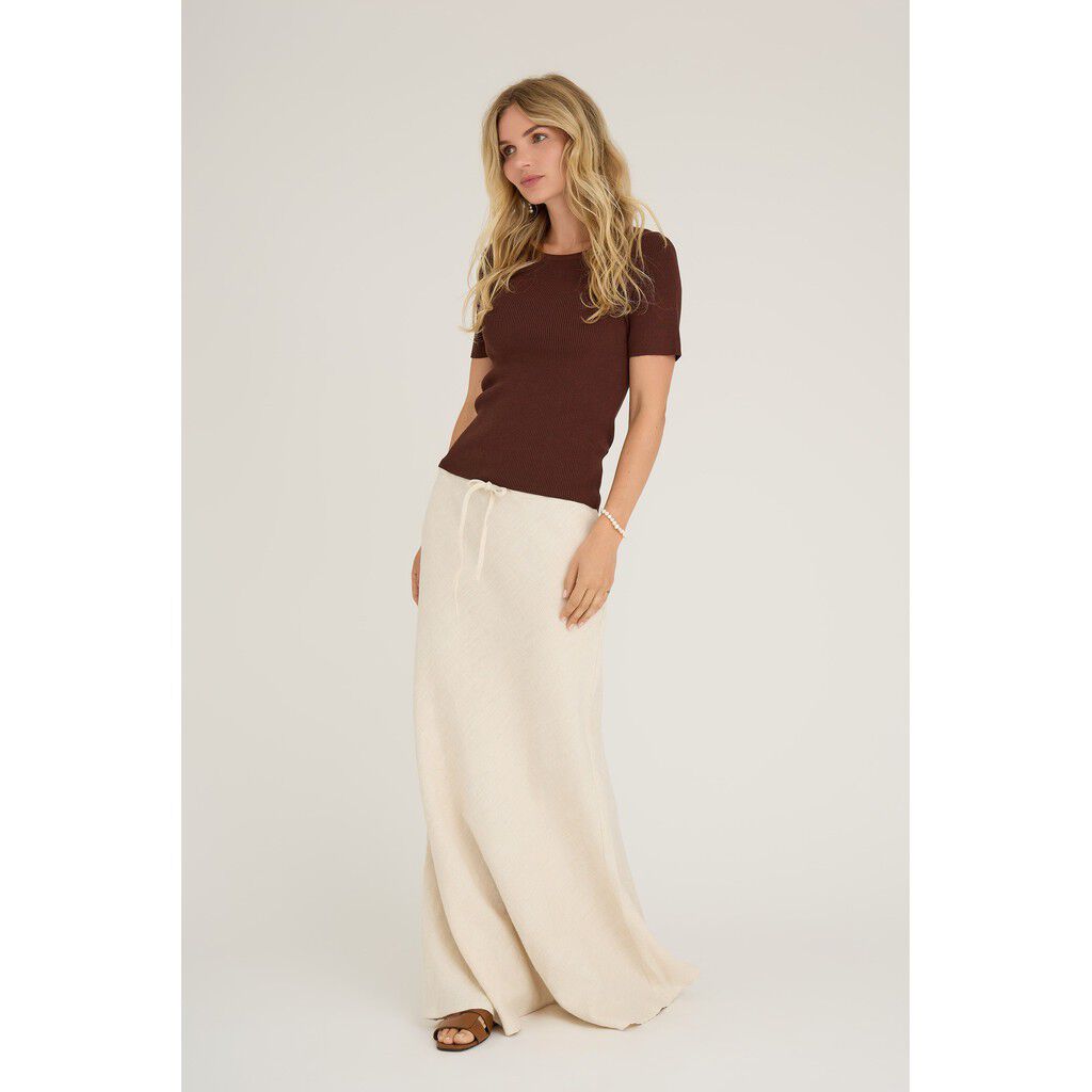 Rib knit short sleeve top