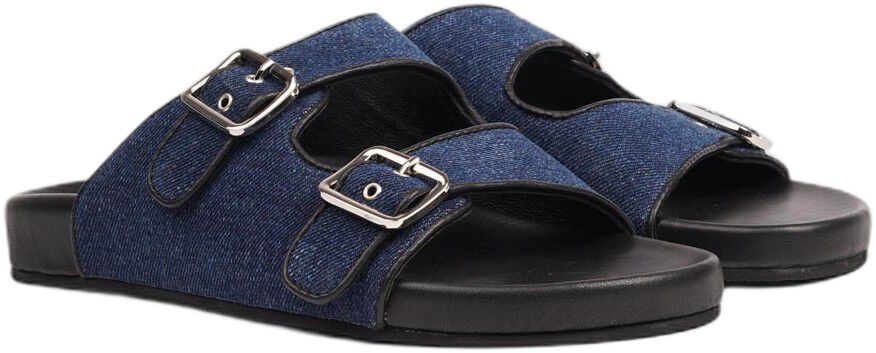 LAMIA - DENIM SANDAL WITH LEATHER EDGES