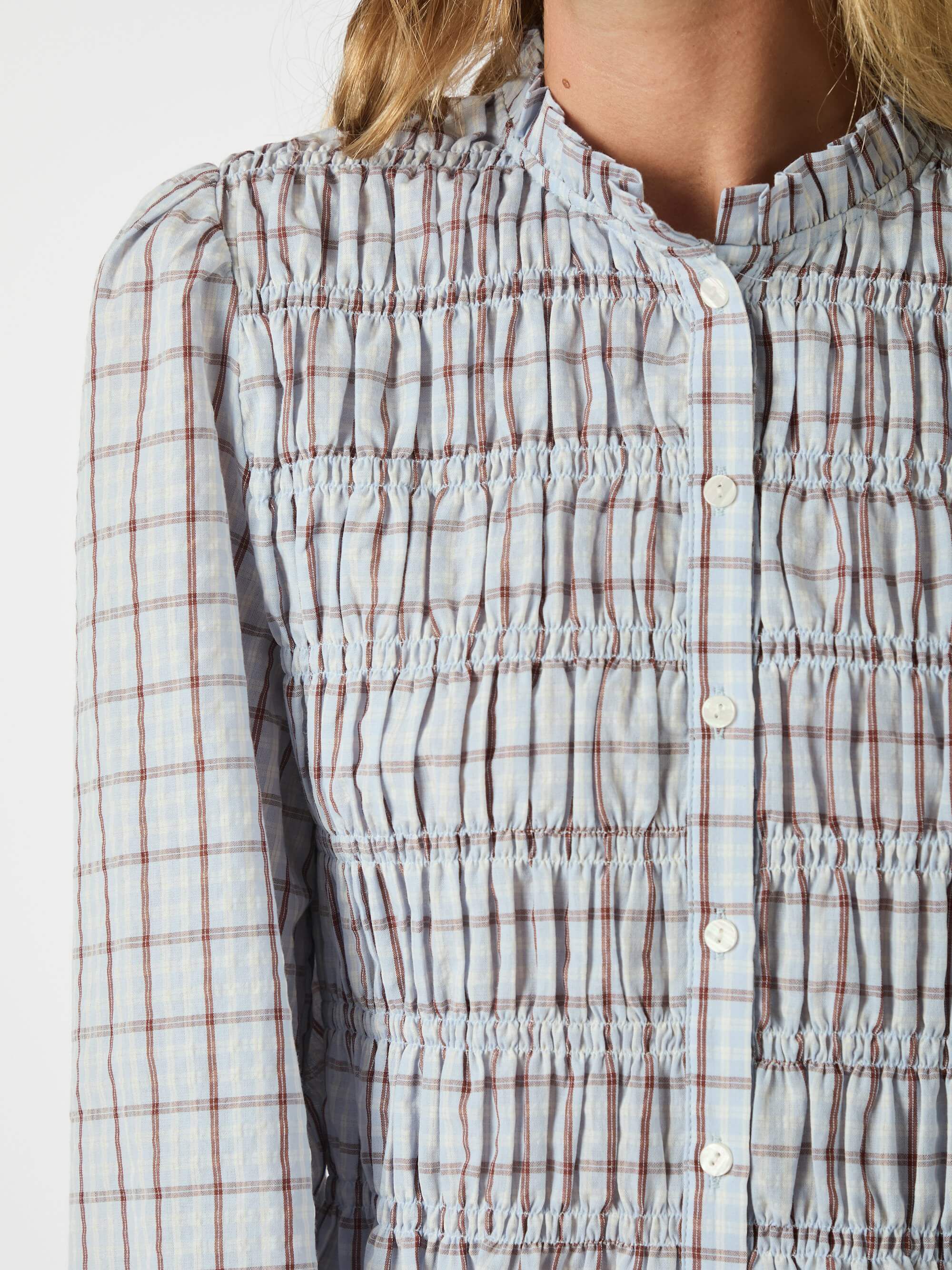 Mocca Smock Check Blouse