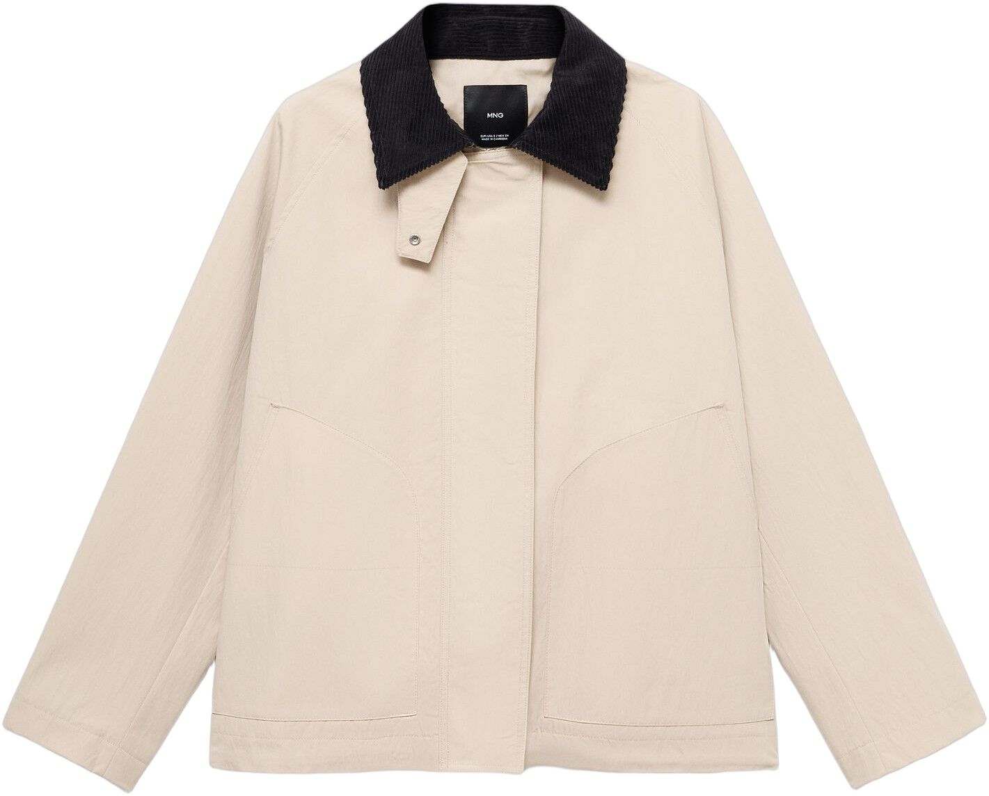 Cotton jacket with corduroy collar