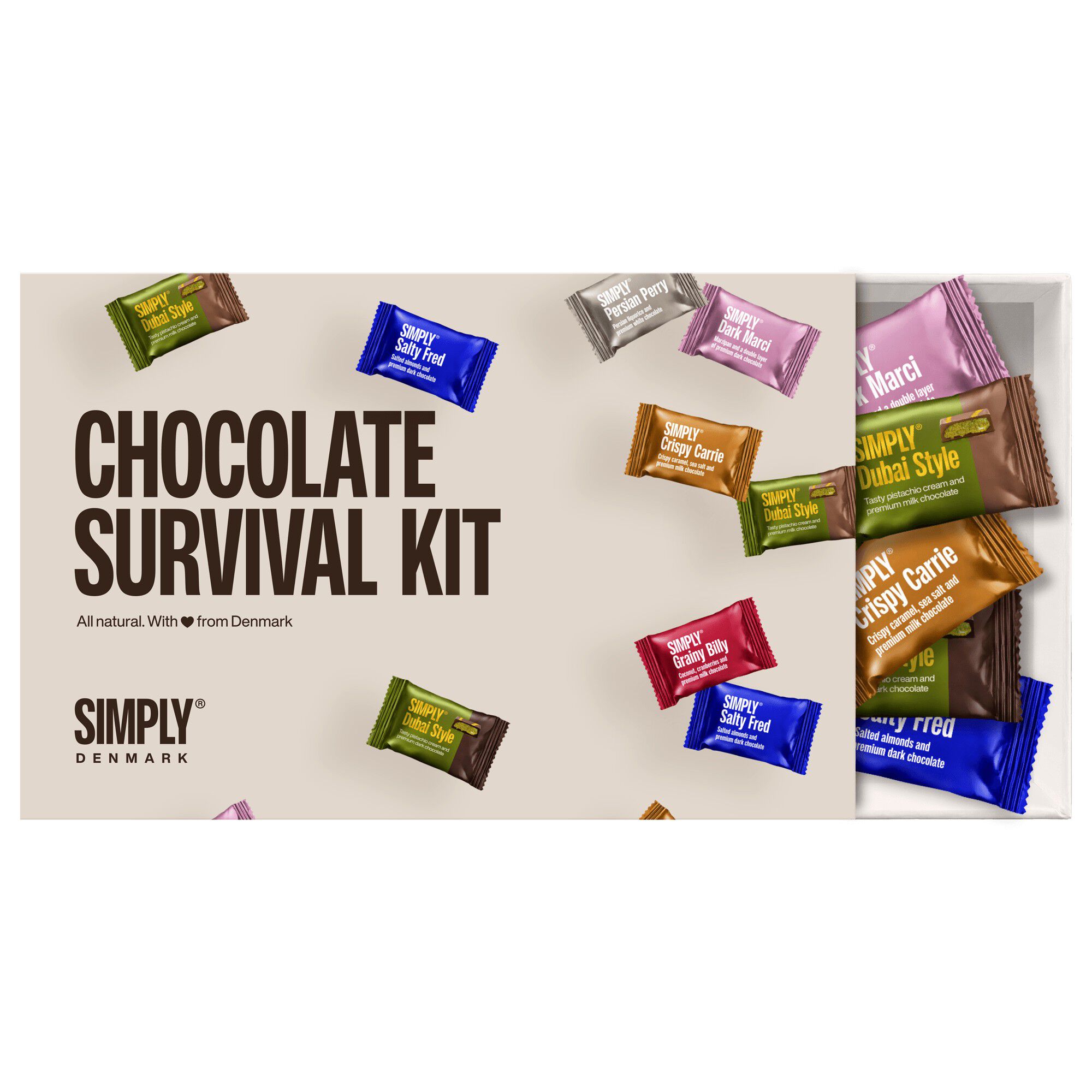 Simply&reg; CHOCOLATE SURVIVAL KIT chokolade&aelig;ske (360g)