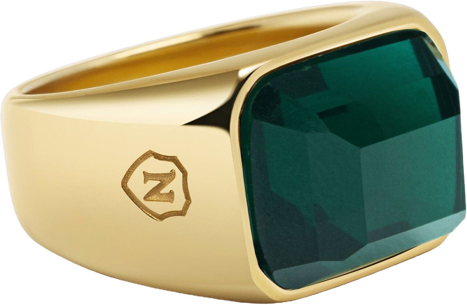 Green Zircon Signet Ring in Gold