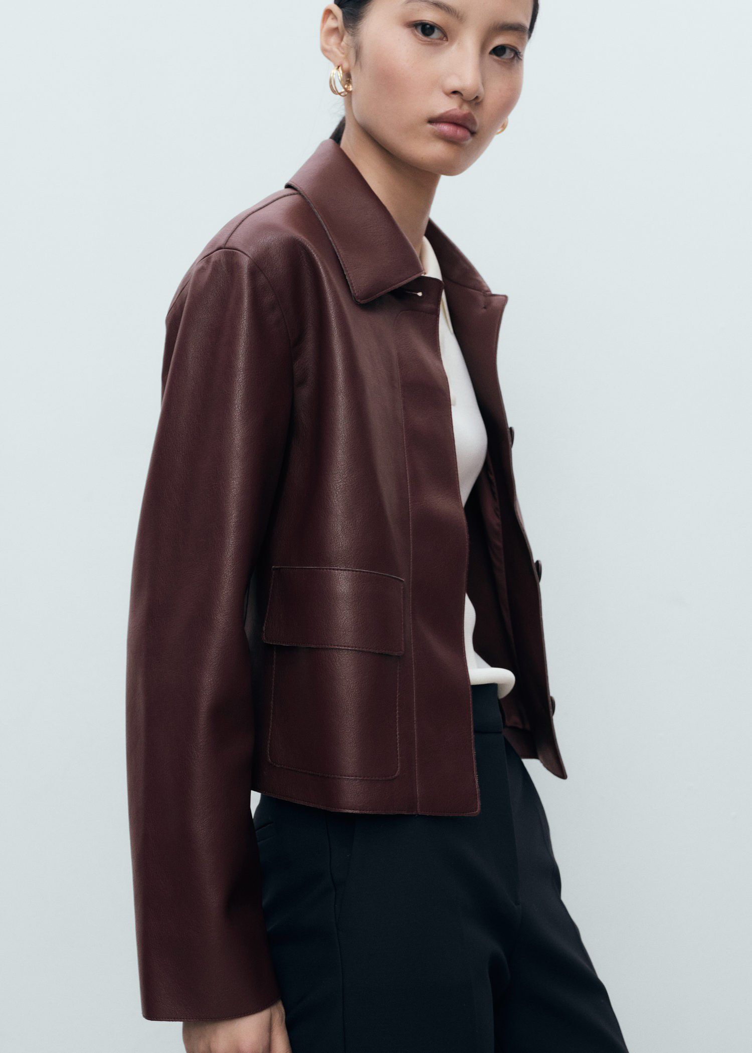 Leather-effect jacket with pockets