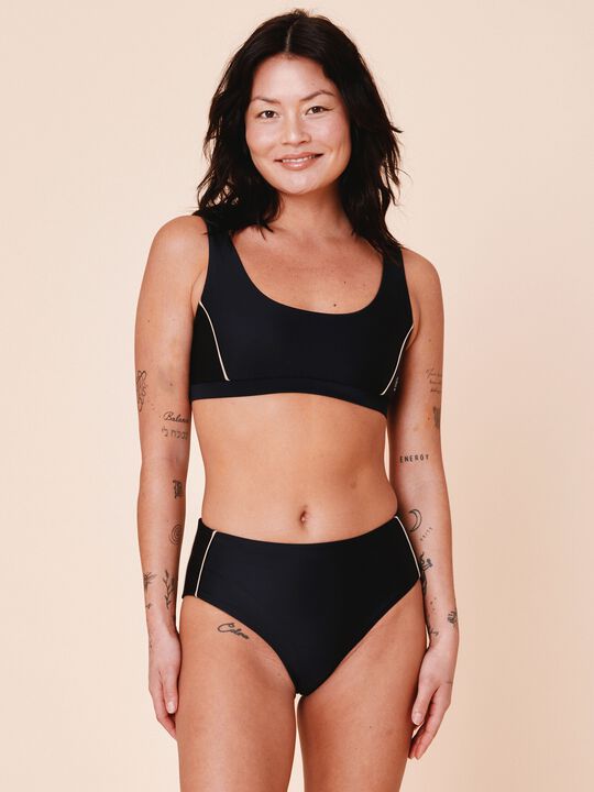 Ubud Colorblock high-waisted bikini bottom - Army/Sand
