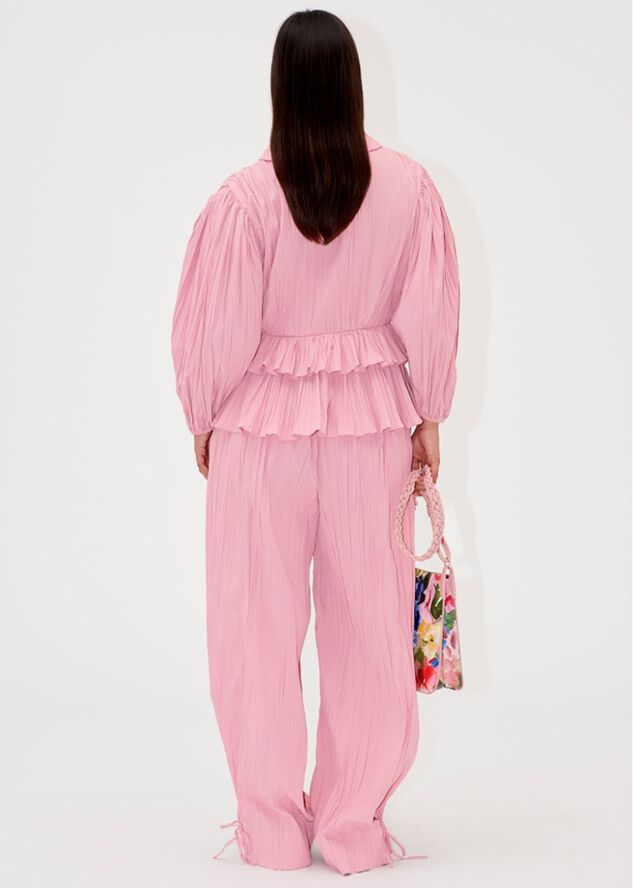 2342 Pleated Poly, Loose Pants w/ Tie